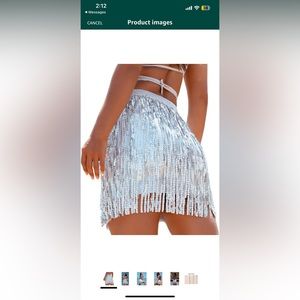 Metallic silver sequin space cowgirl mini skirt - size 0-2
